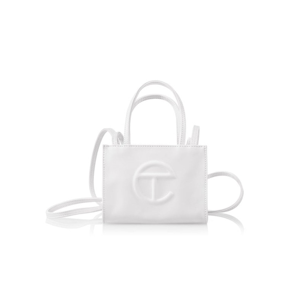 Telfar small white shopping bag
